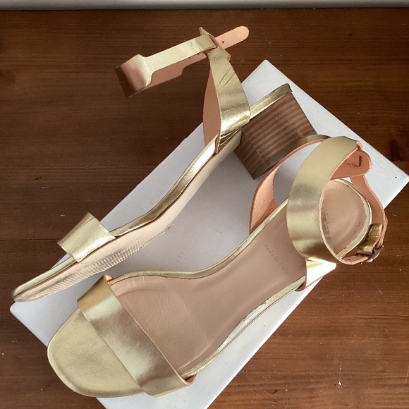 J.crew gold metallic leather ankle strap sandal - Picture 7 of 9